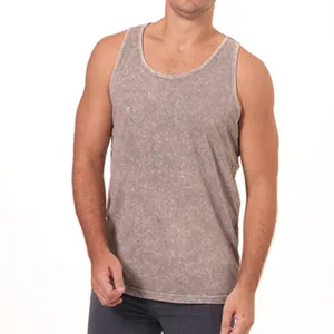 100% cotton acid wash tank tops breathable sustainable anti shrink anti pilling knitted fashion men clothes tank tops men