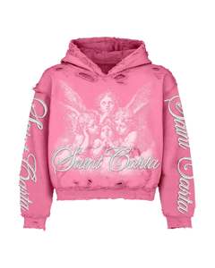 Sudadera con capucha de calle desgastada Diseño rasgado de gran tamaño Venta al por mayor a granel para marcas de moda - Product Image 1
