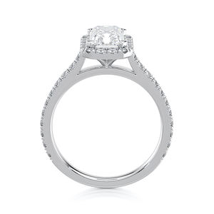 Anillo de Compromiso con Halo de Diamantes Cultivados en Laboratorio, Corte Radiante, 2.15 CTW, Banda Pavé, Oro Sólido de 14 Quilates con Baño de Rodio, Regalo de Boda - Product Image 2