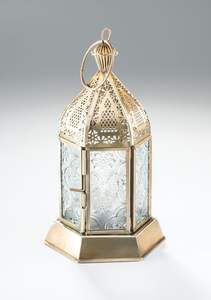 Linterna marroquí de metal clásico con trabajo de filigrana delicado perforado a mano para un auténtico entorno árabe tradicional - Product Image 5