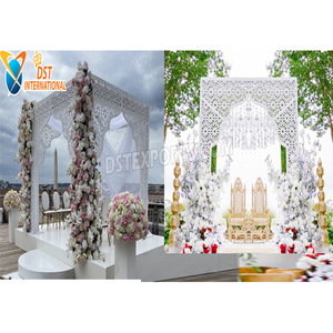 Décor de mariage en plein air, écrans laser, mandap, découpe laser, arche blanche, toile de fond de mariage, arches en métal découpées au laser pour l'extérieur, fabrication aux États-Unis - Product Image 1