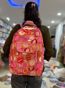 Fait à la main enfants voyage Floral imprimé coton bohème étudiant fermeture éclair sac d'école indien pochette d'ordinateur - Product Image 3