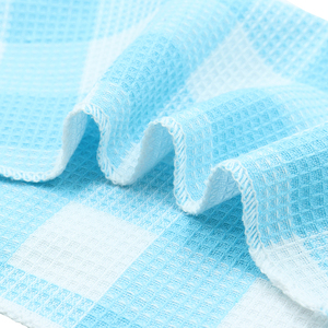 100% coton gaufré Plaid torchons Ultra doux réutilisables Aqua bleu blanc 12X12 pouces séchage rapide essuie-mains lavable - Product Image 4