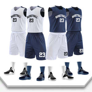 Ensemble de vêtements de sport personnalisable avec nom d'équipe, 100% polyester, séchage rapide, logo 3D imprimé sur le devant, unisexe, adulte, pour le basketball - Product Image 2
