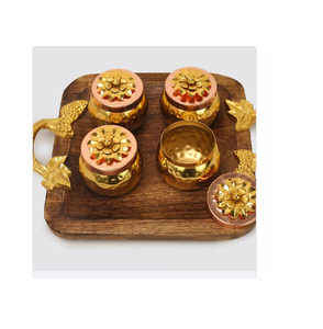 Elegante cuenco de fruta seca de latón, utensilios de cocina para el hogar, Hotel, restaurante, vajilla, Color dorado y frutas secas, nueces, mesa a la venta - Product Image 4