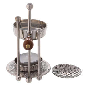 Porte-encens fini argent dernier modèle avec bouton en bois de forme ronde parfum d'air décor de bureau à domicile - Product Image 6