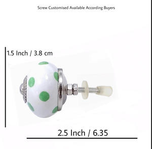 Tiradores de cajón de cerámica blanca con lunares verdes de alta calidad, tiradores de muebles de exportación - Product Image 3