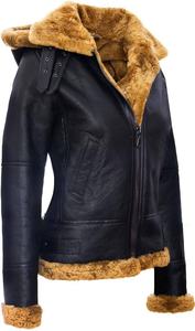 Chaqueta de Cuero Vacuno de Alta Calidad Estilo Vintage de Invierno con Forro de Piel Sintética, Ecológica, Impermeable y con Cierre de Cremallera - Product Image 6