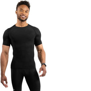 T-shirts de compression pour hommes de haute qualité 100% coton grande taille en gros impression par sublimation à motif solide - Product Image 3