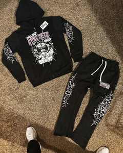 Sweat-shirt à impression numérique graphique personnalisée Tech Fleece Costume pour homme Pantalon de survêtement évasé Ensemble 2 pièces Survêtement grande taille pour homme - Product Image 5