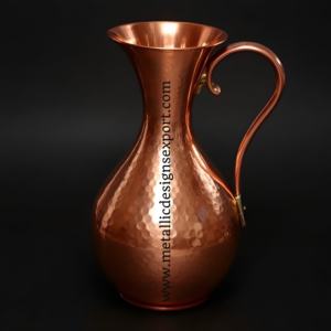 Pichet à eau élégant en cuivre martelé poli de 1,5 L avec poignée en verre robuste Pichet en métal pour boire et décorer la cuisine - Product Image 5