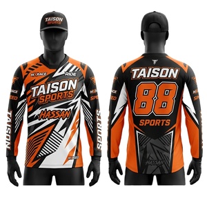 เสื้อเจอร์ซีย์มอเตอร์ครอสผู้ชาย พรีเมียม โพลีเอสเตอร์ ระบายเหงื่อได้ดี สีส้ม ดำ ขาว ดีไซน์ลายแผง  แบบซับลิเมชั่น  โลโก้สั่งทำได้ ทรงสำหรับแข่งขัน - Product Image 1
