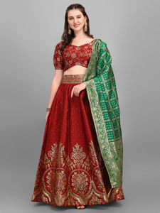 Premium Jacquard Lehenga Choli dans Anarkali Style Zari Agrémenté - Product Image 5