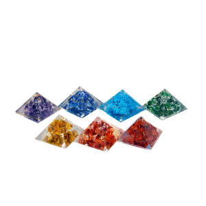 Natural 7 Chakra <b>Orgone</b> Pyramid Set-25 mm 7 Pieces <b>Crystal</b> Healing Kit - Product Image 1