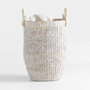 Premium Whitewash Water Hyacinth Storage <b>Baskets</b> with <b>Handles</b> for Home, Storage Solution for Clothes Blankets Toys Pillows - Product Image 2