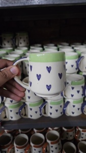 Tasse en céramique imprimée coeur 300 ml tasse à café faite à la main pour filles femmes micro-ondes cadeau pour anniversaire saint valentin anniversaire - Product Image 2