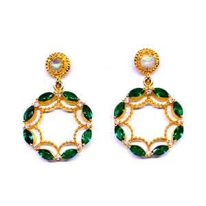 Boucles d'oreilles pendantes en argent Sterling 925 pour femmes à la mode plaqué or élégant topaze bleue Chrome Diopside papillon fiançailles - Product Image 1