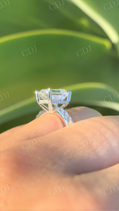 GRA certificado 2.00CT corte esmeralda Moissanite anillo de compromiso solitario bajo Halo anillo de bodas 14K oro blanco joyería de moda - Product Image 4