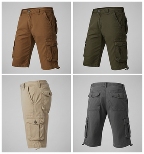 Pantalones Cortos Cargo para Hombre Listos para Exportación |   Algodón Marrón Premium, Ideal para Uso en Exteriores y Diario - Product Image 3