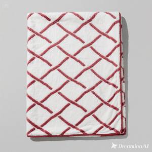 ผ้าห่มขนแกะเนื้อนุ่มออกแบบลายนูนเส้นสีแดงขาวให้ความอุ่นสบายปรับขนาดได้ - Product Image 3
