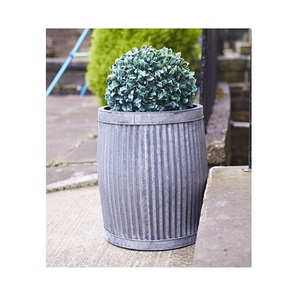 Galvanized <b>Planters</b> Outdoor & Indoor Metal Farmhouse Decor Grey Zinc Rustic Border Balcony Pot and Drainage Front Door Decor - Product Image 1