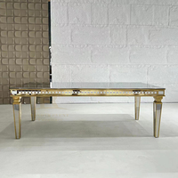 Table de salle à manger rectangulaire moderne de luxe pour mariage, événement, banquet, en acier inoxydable et verre noir, idéale pour appartement, villa, maison