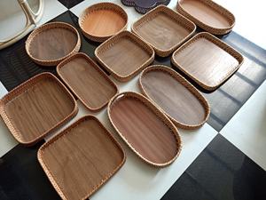 Diverses formes d'assiettes en bois naturel Assiettes classiques incassables Nettoyage facile Léger pour plats Snack Dessert Pendaison de crémaillère - Product Image 6