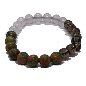 สร้อยข้อมือลูกปัดรูปกุหลาบควันและหินอัญมณีคริสตัลขัดเงาเครื่องประดับแฟชั่นสำหรับผู้ชายและผู้หญิงของขวัญการทำสมาธิที่มีพลังงาน - Product Image 1