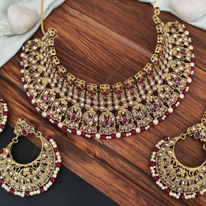 Mehendi-Conjunto de joyería para boda, accesorios de diseño, Gargantilla antigua, collar - Product Image 1