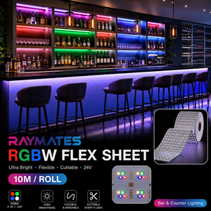 Feuille LED CE/ROHS RGBW 24V 1296 LED découpable 4 LED/section RA>80 Panneau LED flexible pour rétroéclairage de marbre et pierre Garantie 5 ans - Product Image 4
