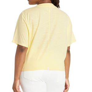 Venta al por mayor de camisetas cortas de mujer de lona informales hechas a medida de manga corta transpirable liso teñido - Product Image 6