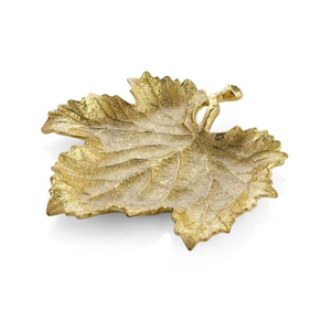 Elegant Textured Leaf Design Metal Platter Crafted From High-Quality Metal For Luxurious Fruit Display And Home <b>Table</b> Decor - Product Image 2