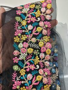 Encaje Bordado con Base de Red Ecológica y Elegante para Mangas, Escote y Bordes de Kurti de Estilo Ejecutivo, Venta al por Mayor desde India - Product Image 3