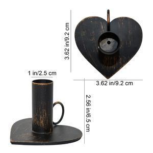 Top Selling Metal Iron <b>Candle</b> Holders for Taper <b>Candles</b> Matte <b>Black</b> Metal Candlestick Holder Heart Shaped With Carring Handle - Product Image 4