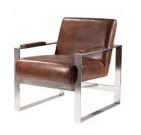 Fauteuil de luxe en cuir PU au design moderne, fauteuil de canapé, fauteuil club avec structure en métal