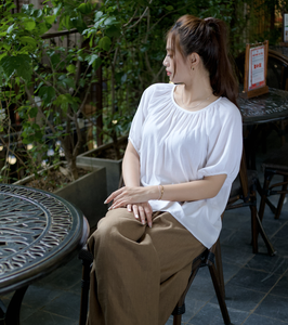 Pantalones de pierna ancha de rayón de lino marrón de lujo para mujer Característica transpirable de estilo frontal plano de cintura media - Product Image 1