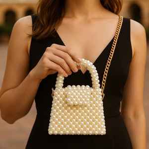 MS Handicraft Pearl Bag Beaded <b>Purse</b> <b>Bridal</b> Clutch White Pearl Bag Handmade Pearl Bag Vintage Pearl <b>Purse</b> Pearl Bead Beads - Product Image 2