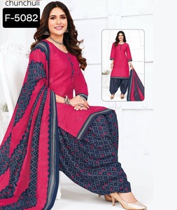 Coton indien et pakistanais Salwar Kameez pur coton imprimé avec miroir fantaisie travail femmes robe fête robe de soirée traditionnelle - Product Image 1