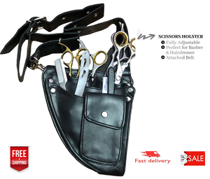 Bolsa de herramientas de peluquería reutilizable con bolsa de tijeras de cuero PU para uso en salón - Product Image 5