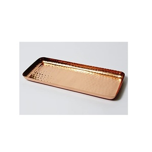 Plateau de service en cuivre avec 3 bols, design contemporain, plateau de service alimentaire décoratif en cuivre avec poignées, à vendre - Product Image 4