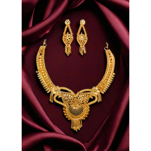 Buy Necklace Earrings <b>Set</b> with 22K Gold Plated Unique Designed <b>Women</b> Wear Necklace Earrings <b>Set</b> <b>Jewelry</b> - Product Image 1