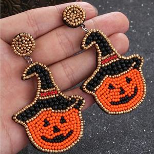 Pendientes de cuentas de Halloween de gran venta, personalizados al por mayor, con diseños de fantasma, calabaza, vampiro y murciélago, joyería festiva y llamativa para días festivos - Product Image 4