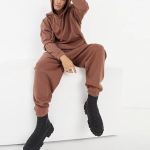 2025 nouveaux hommes lourds coton/Polyester deux pièces ensemble respirant plaine pull-over survêtement pour hiver motif solide - Product Image 1