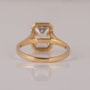 Esmeralda corte laboratorio cultivado diamante bisel ajuste lujoso 18K oro sólido anillo de compromiso estilo de moda anillo de regalo para mujeres IGI - Product Image 4