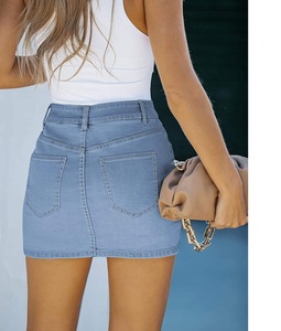 Jupe en jean bleu plissée à la mode pour femmes, courte avec poche, jupe cargo en jean taille haute, meilleure qualité - Product Image 2