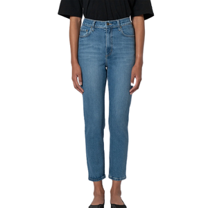 Ropa de Bangladesh Blue Denim Versátil Recto Cintura alta Botón Cinturón Loops Girl Belle Femme Premium Jeans pantalones para mujeres - Product Image 1