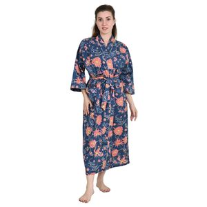 Handblock-<b>Kimono</b> Pure Cotton Blumenmuster Cardigan Boho <b>Beach</b> Cover-Up for Spring and Summer Mode Swimwear Cover Ups - Product Image 2