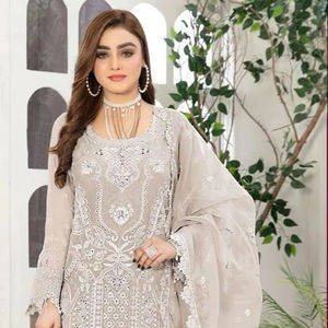 Top bordado de organza Shalwar Kameez pakistaní de primera calidad y Dupatta con fondo de Santoon e Interior para ocasiones festivas en fiestas - Product Image 1