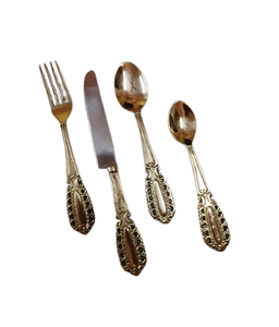 Juego de Cubiertos de latón pulido con espejo, juego de cubiertos de diseñador de estilo clásico único, juego de vajilla para hoteles, cocina, boda - Product Image 4