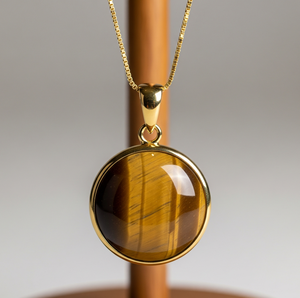 Venta caliente Plata de Ley 925 Cadena delicada Colgante en forma de gota de ojo de tigre bohemio Cristal curativo de oro de 18 quilates Elegante de moda - Product Image 6